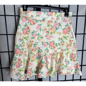 Zara Cream Floral Flared Skirt